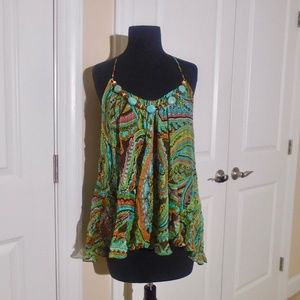 MILLY Beaded Catarina Paisley Silk Halter Top 6